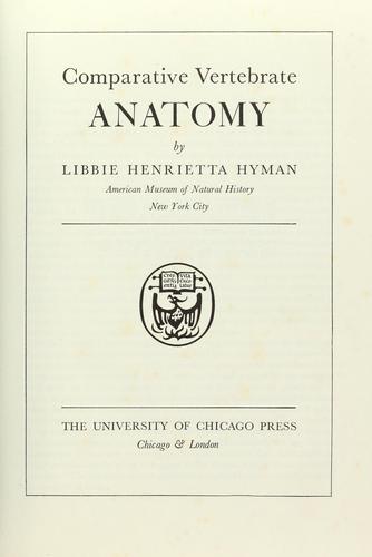 Cover for Comparative vertebrate anatomy