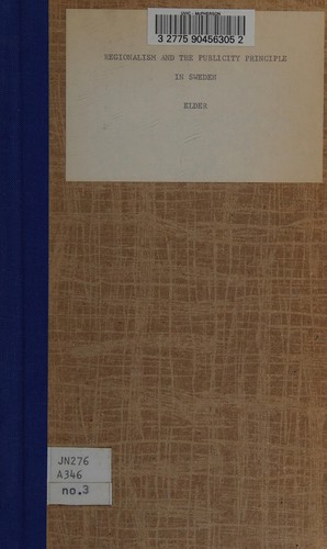 Cover for Regionalism and the publicity principle in Sweden