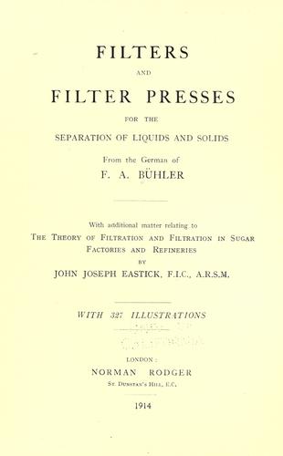 Cover for Filters and filter presses for the separation of liquids and solids