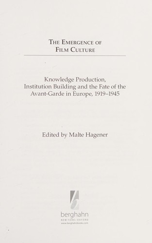 Cover for The emergence of film culture