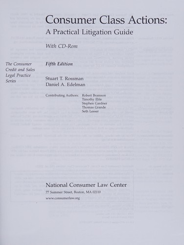 Cover for Consumer class actions