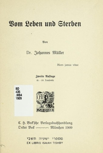 Cover for Vom Leben und Sterben