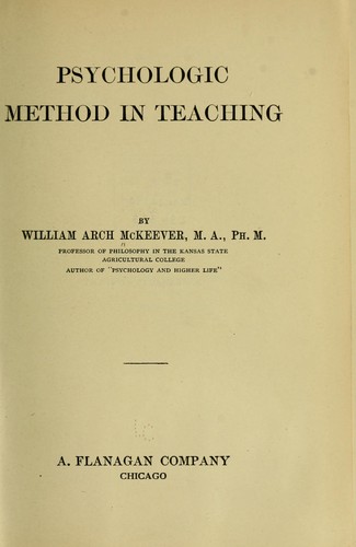 Cover for Psychologic method in teaching