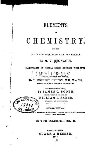 Cover for Elements of chemistry v. 1