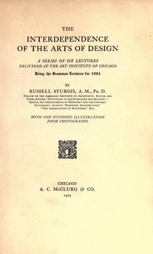 Cover for The interdependence of the arts of design