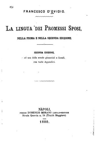Cover for La lingua dei Promessi sposi, nella prima e nella seconda edizione: nella ...