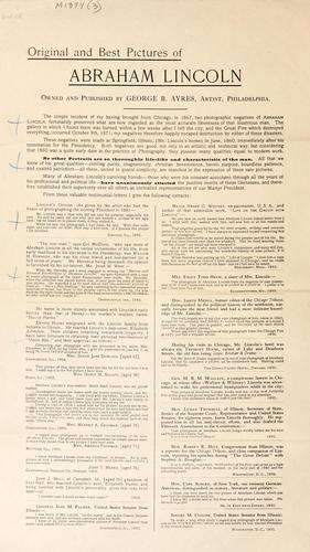 Cover for Original and best pictures of Abraham Lincoln