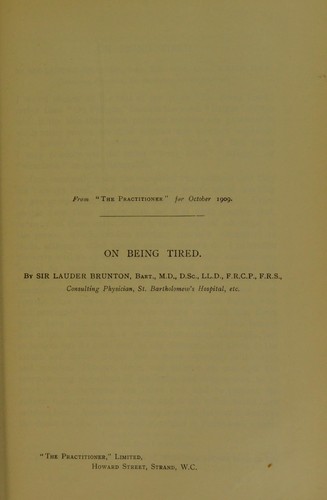 Cover for On being tired