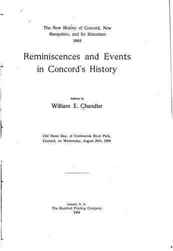Cover for Reminiscences and Events in Concord's History