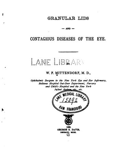 Cover for Granular lids and contagious diseases of the eye
