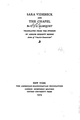 Cover for Sara Videbeck: And The Chapel
