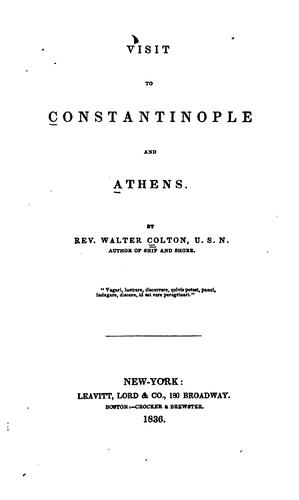 Cover for Visit to Constantinople and Athens.