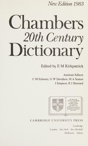 Cover for Chambers 20th century dictionary