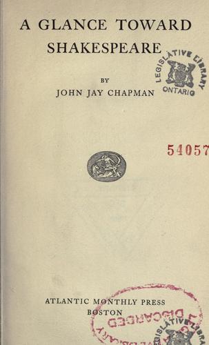 Cover for A glance toward Shakespeare