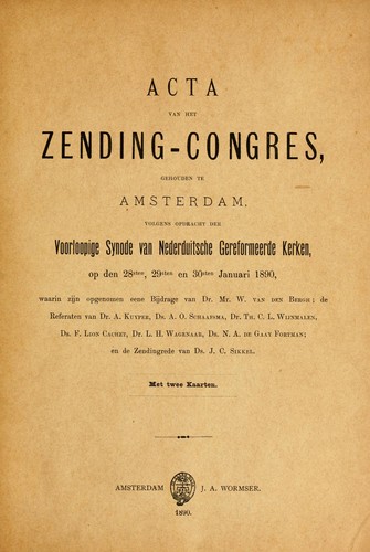 Cover for Acta van het Zending-Congres