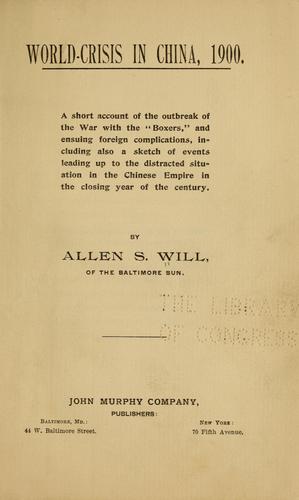 Cover for World-crisis in China, 1900