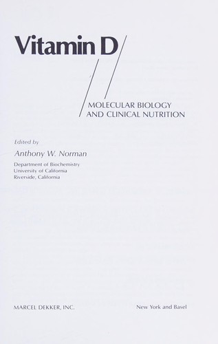 Cover for Vitamin D, molecular biology and clinical nutrition