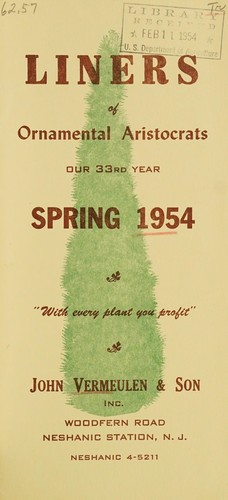 Cover for Liners of ornamental aristocrats, spring 1954