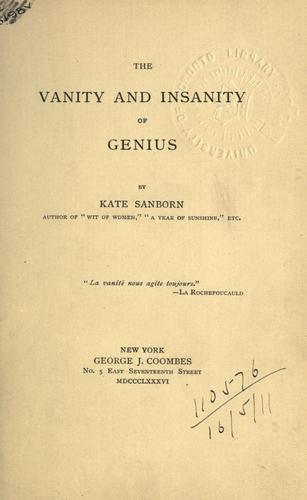 Cover for The vanity and insanity of genius.