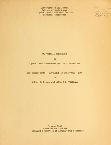 Cover for Statistical supplement to Agricultural Experiment Station circular 394