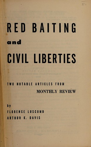 Cover for Red baiting and civil liberties