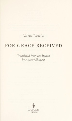 Cover for For grace received
