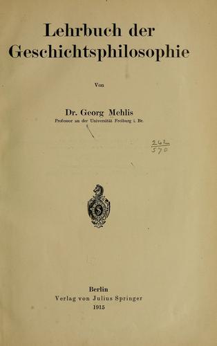 Cover for Lehrbuch der geschichtsphilosophie