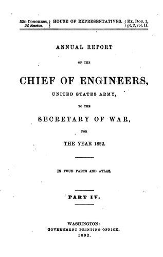 Cover for Report of the Chief of Engineers, U.S. Army