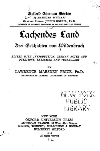Cover for Lachendes land; drei Geschichten von Wildenbruch
