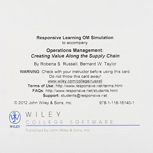 Cover for Operations Management, Responsive Learning OM Simulation