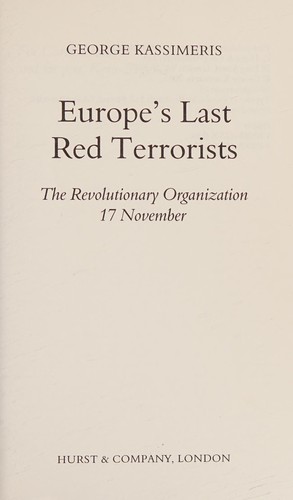 Cover for Europe's last red terrorists