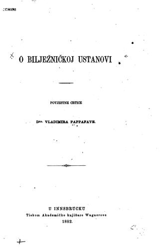 Cover for O bilježničkoj ustanovi