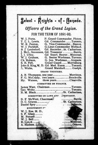 Cover for Select knights of Canada