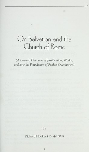 Cover for On salvation and the Church of Rome
