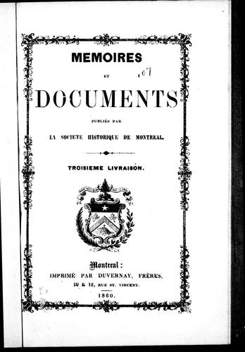 Cover for Mémoires et documents