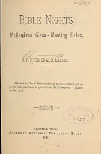 Cover for Bible nights: McKendree class-meeting talks