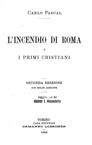 Cover for L' incendio di Roma e i primi cristiani