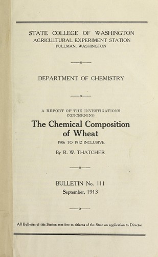 Cover for A report of the investigations concerning the chemical composition of wheat
