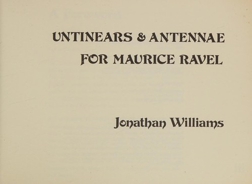 Cover for Untinears & antennae for Maurice Ravel