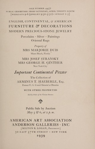 Cover for English, continental, & American furniture & decorations, modern precious-stone jewelry