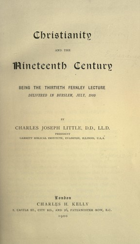 Cover for Christianity and the nineteenth century