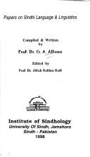 Cover for Papers on Sindhi language & linguistics