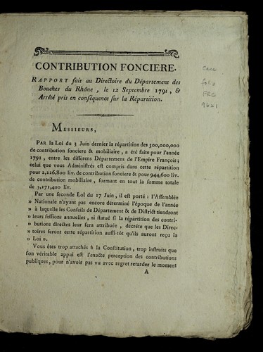 Cover for Contribution fonciere