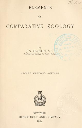 Cover for Elements of comparative zoology