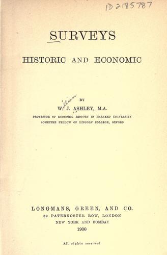 Cover for Surveys, historic and economic.