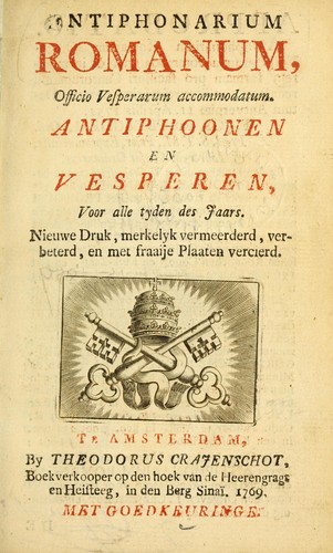 Cover for Antiphonarium romanum, officio vesperarum accominodatum