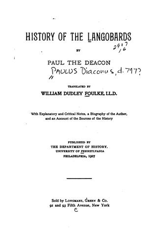 Cover for History of the Langobards