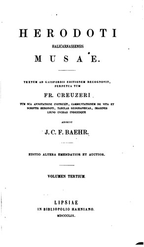 Cover for Herodoti Halicarnassensis Musae