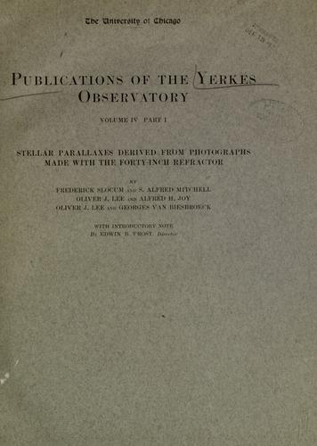 Cover for Stellar parallaxes derived from photographs made with the forty-inch refractor