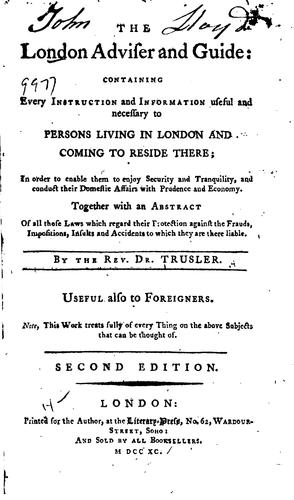 Cover for The London adviser and guide: containing every instruction and information ...